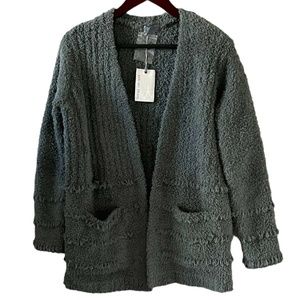 Barefoot Dreams NEW CozyChic Boardwalk Cardigan Sweater In Agave Green Size XS